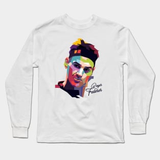 Roger Federer Pop Art Portrait Long Sleeve T-Shirt
